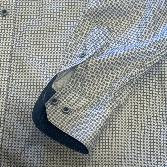 Johnston & Murphy Blue Microprint Long Sleeve Button Down Shirt Men’s Size Large - Picture 4 of 8